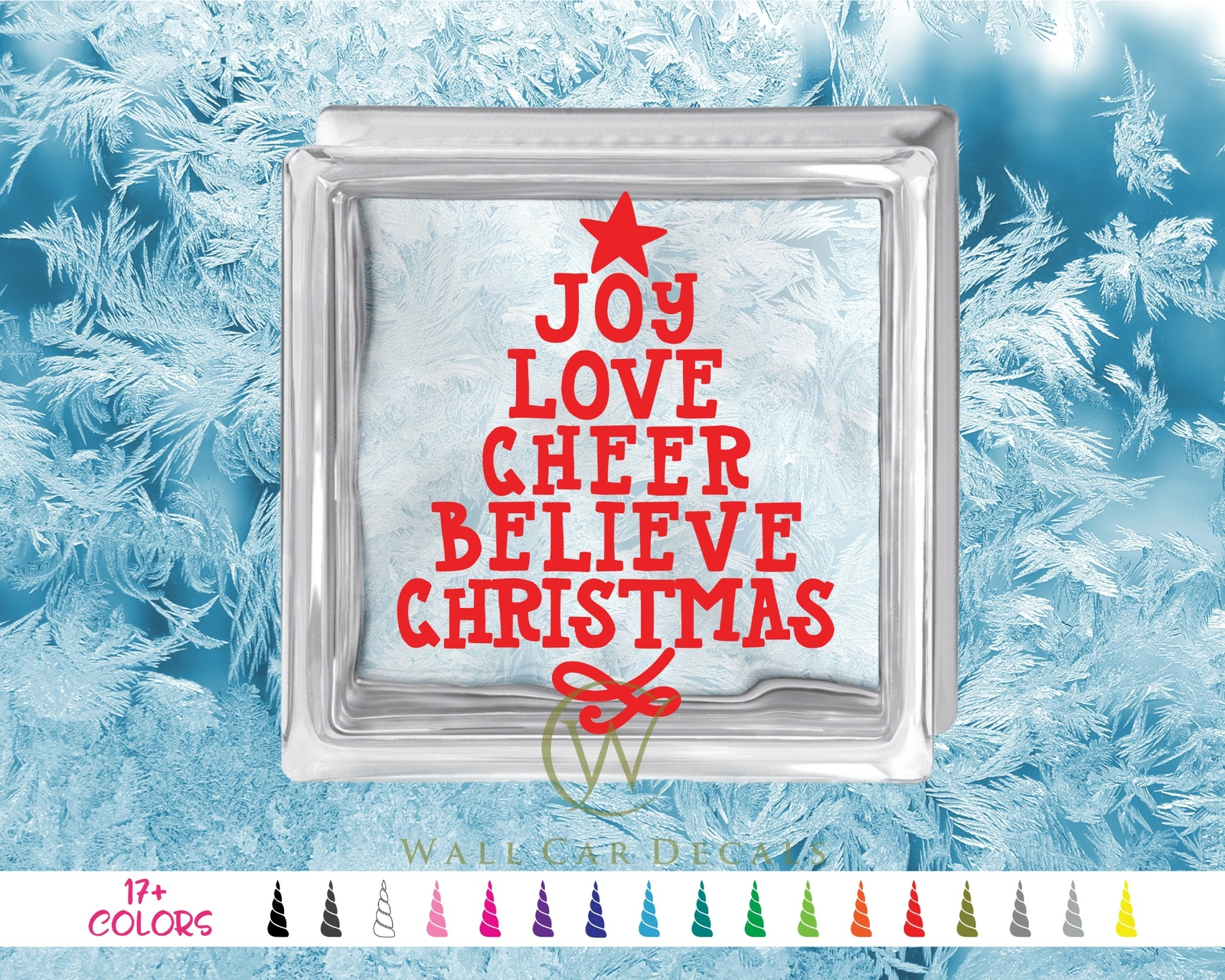 Christmas Words Tree 6″ 8″ Glass Block Decal DIY Tree Crafts Sticker Holiday Box