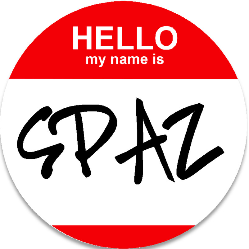 Hello My Name Is Spaz – 3 Inch Circle Sticker 3″ x 3″ – Nametag