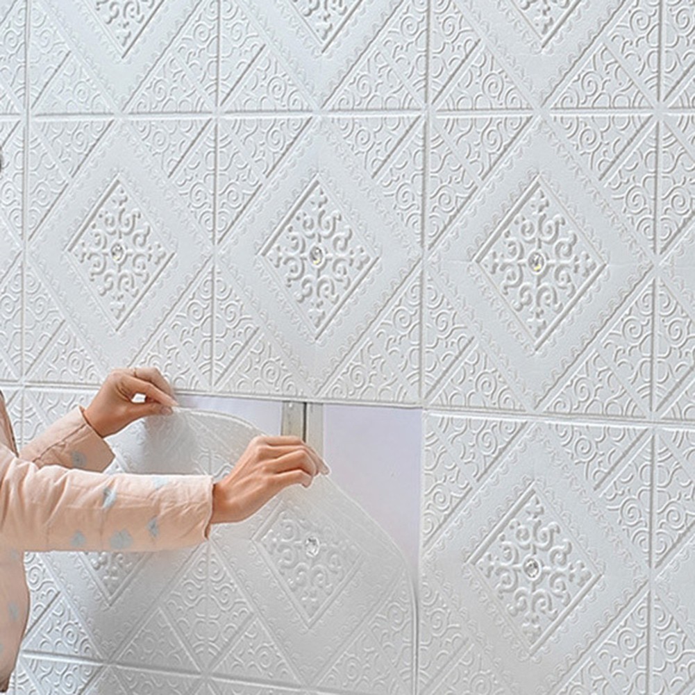 1pc 3D Tile Brick Wall Sticker Self-adhesive Foam Panel Waterproof Stickers