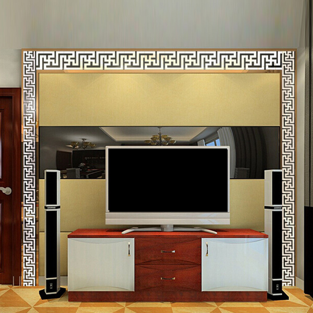 3D Mirror Wall Sticker Building Border Wall Art Home Decor Self Adhesive 10PCs