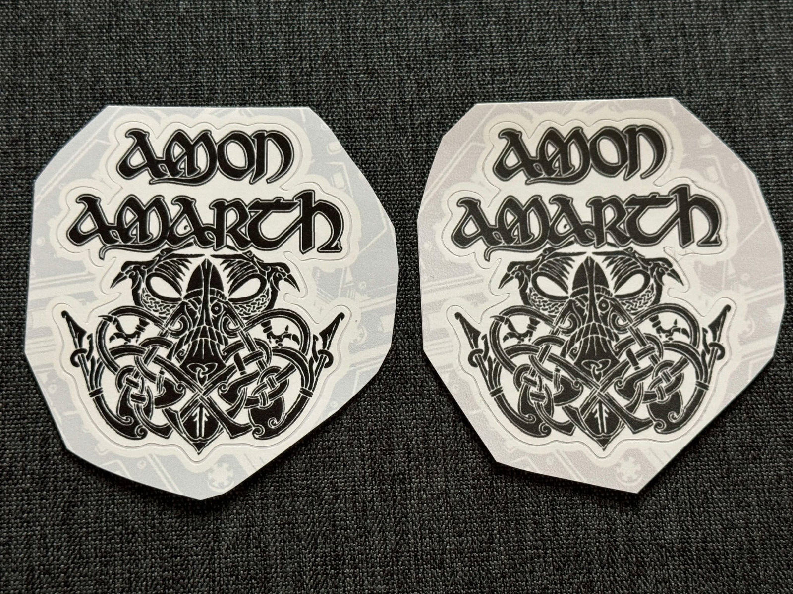 Lot (2) AMON AMARTH 2 1/4″ x 2 3/4″ Band STICKERS Black White FAST! FREE SHIP!