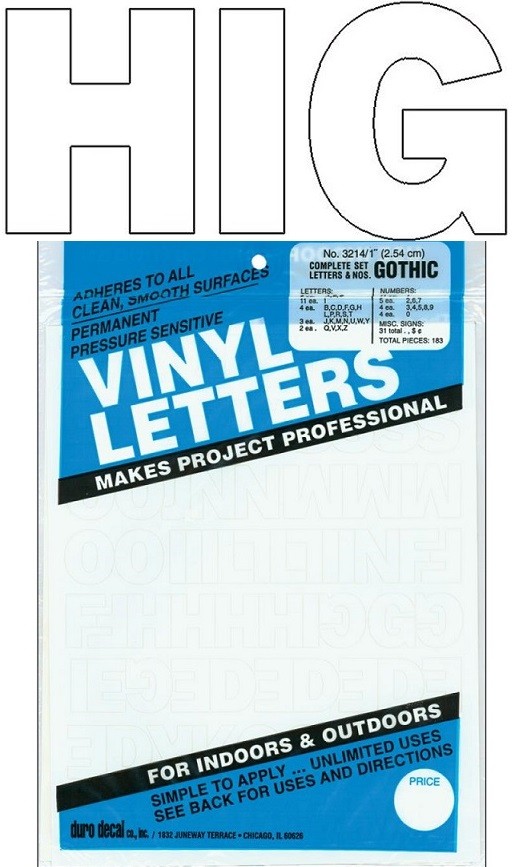 Permanent Adhesive Vinyl Letters & Numbers 1″ GOTHIC WHITE “”SHIPS TODAY””