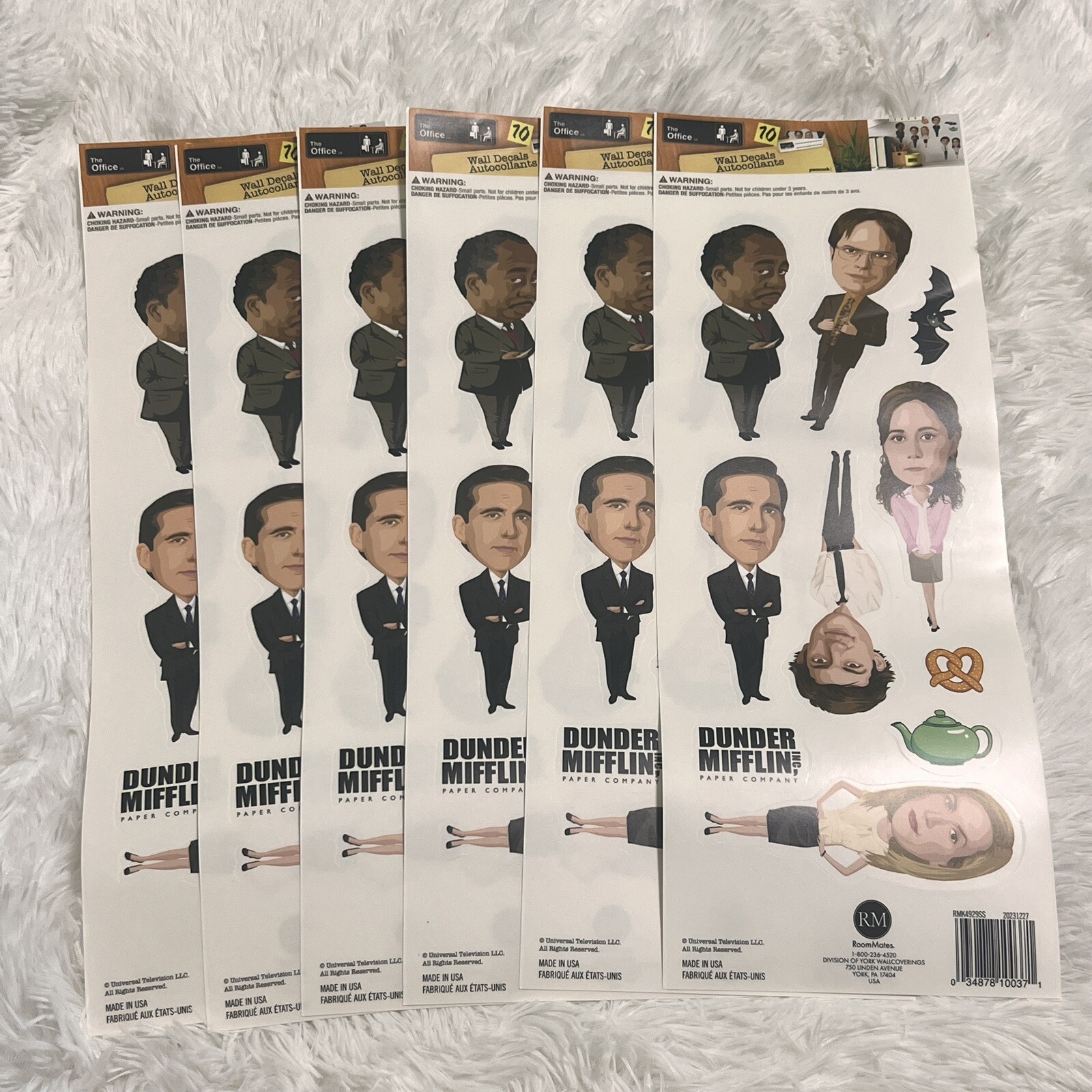 THE OFFICE Wall Decals Removable & Repositional Stickers TV Series 6 Sheets