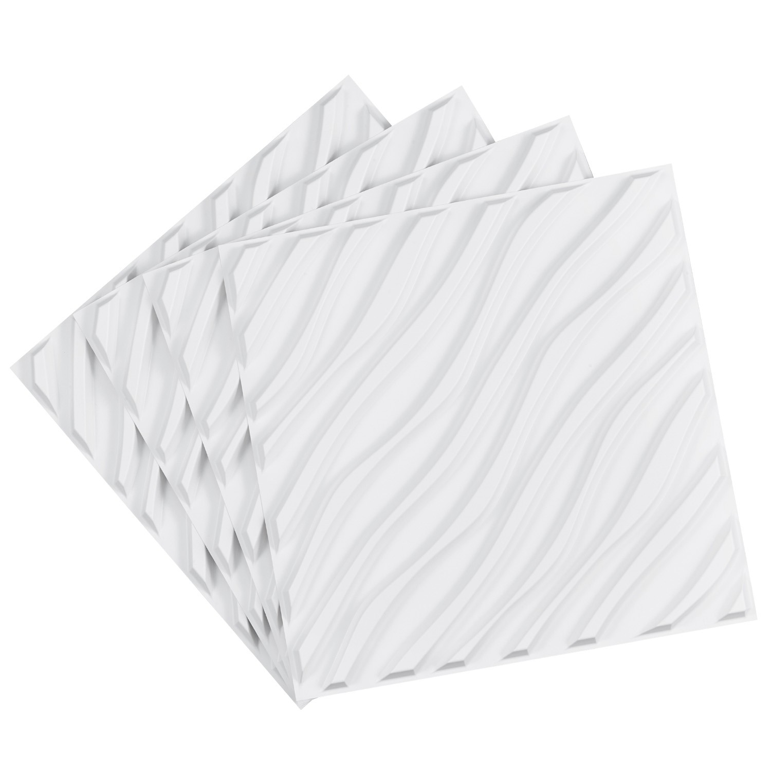 Uimoso 12-Pack 3D PVC Wall Panels, 19.7 x 19.7 in, Wave Design, White, 32 Sq.Ft