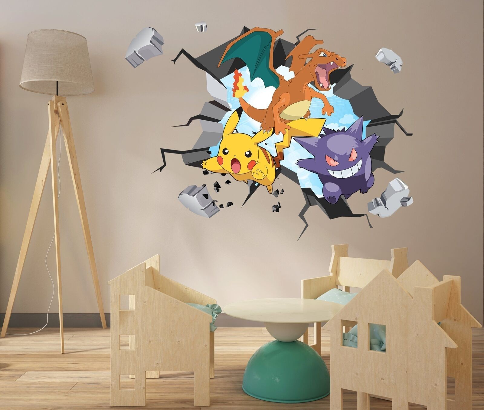 Pokemon 3D WALL EXPLOSION Decal Wall Sticker Decor Art 120×80 cm