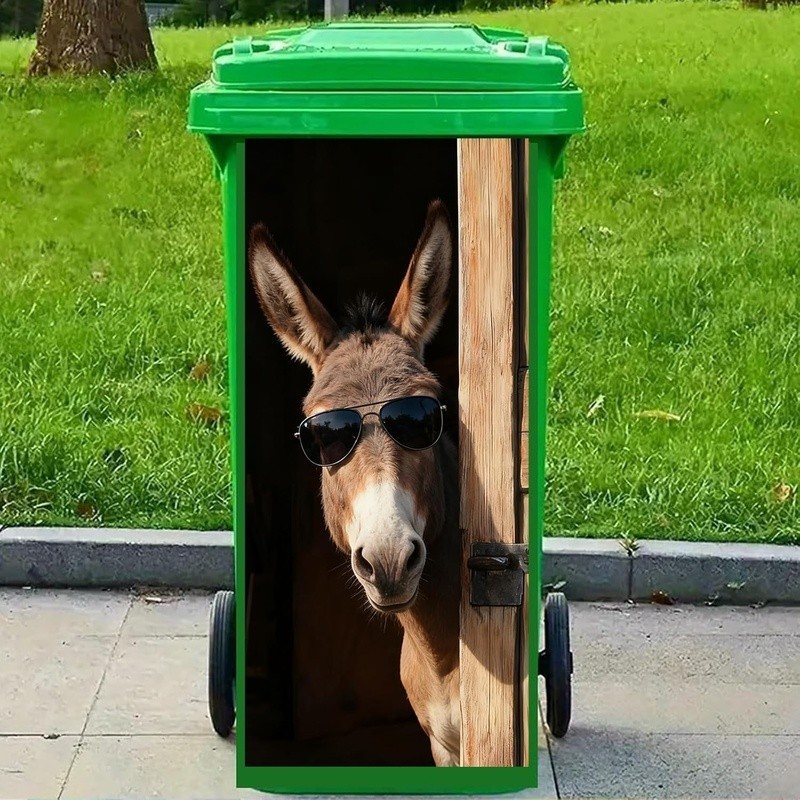 Animal Pattern Trash Can Decal Vinyl Sticker Outdoor Large Garbage Bin New