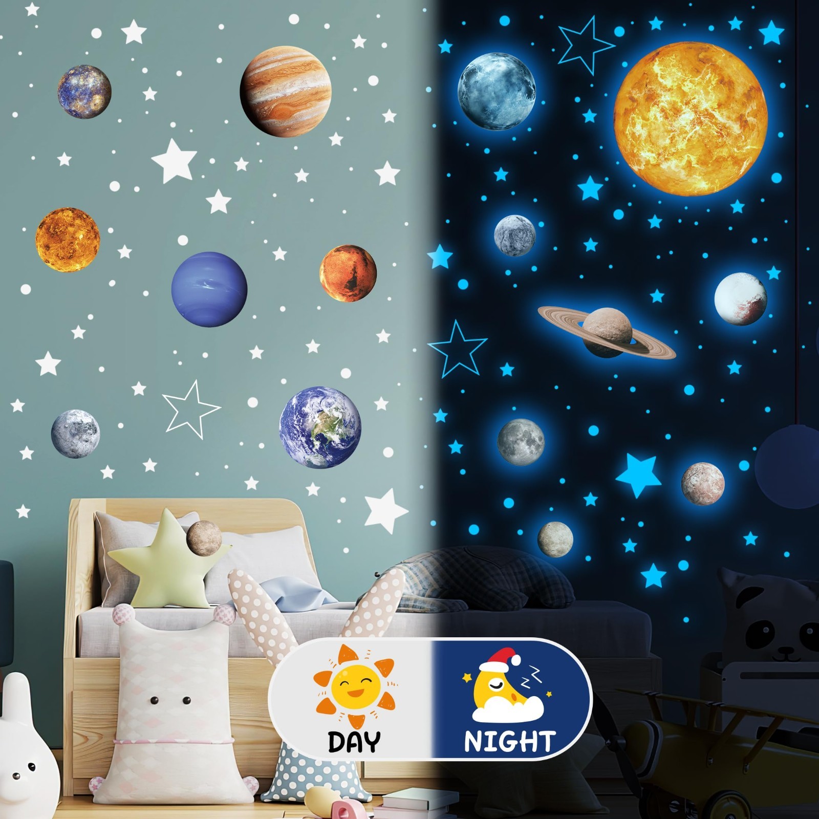 Glow in the Dark Solar System Wall Decals – 780 PCS Stars & Planets Stickers for